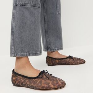 New! Loeffler Randall Landon Leopard Mesh Ballet Flat